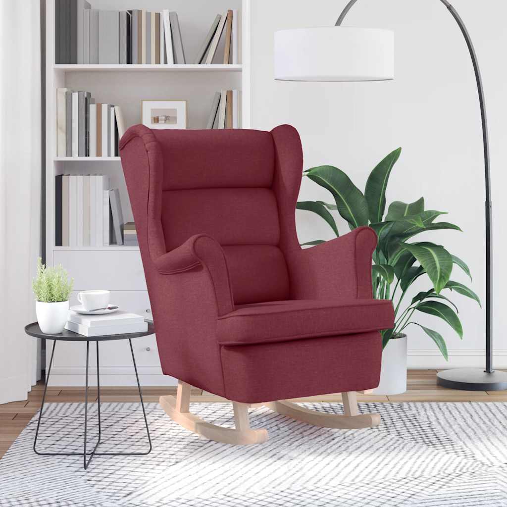 Sedia a Dondolo Rosso Vino 74x90x102 cm in Tessuto