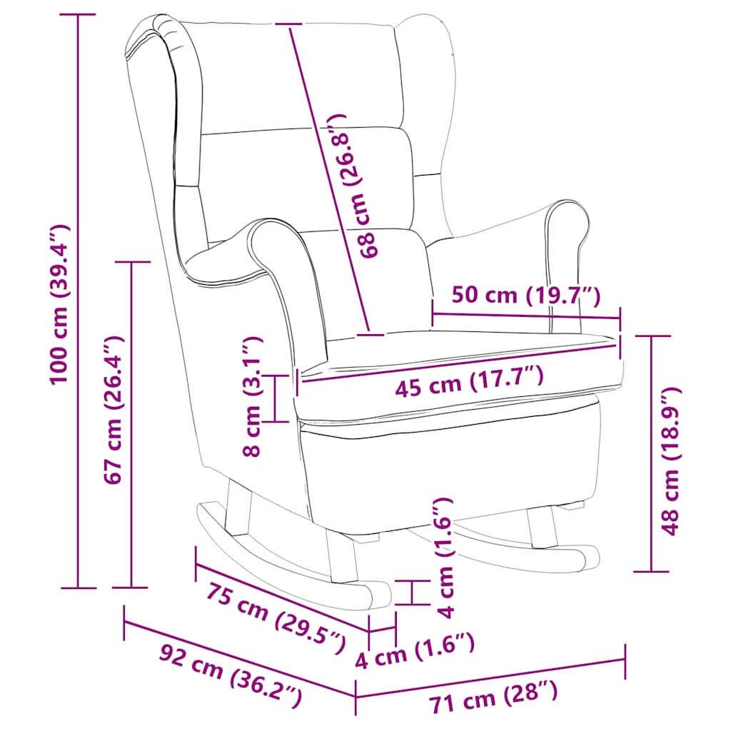 Sedia a Dondolo Crema 74x90x102 cm in Tessuto