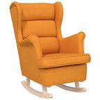 Sedia a Dondolo Giallo Scuro 74x90x102 cm in Tessuto