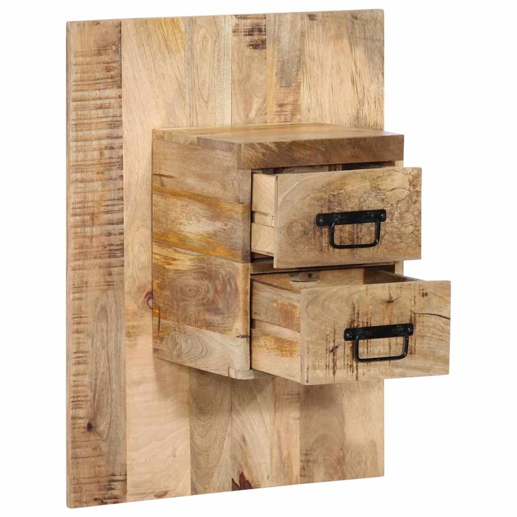 Comodino 60x32x80 cm in Legno Grezzo Massello di Mango