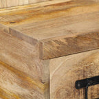 Comodino 60x32x80 cm in Legno Grezzo Massello di Mango