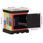 Comodini 2 pz Multicolore 40x35x45cm in Legno Massello Mango