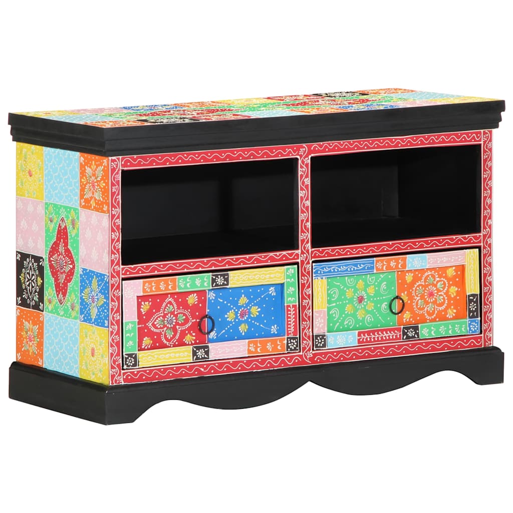 Mobile TV Multicolore 80 x 35 x 50 cm Legno di mango massello