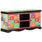 Mobile TV Multicolore 100 x 35 x 50 cm Legno di mango massello