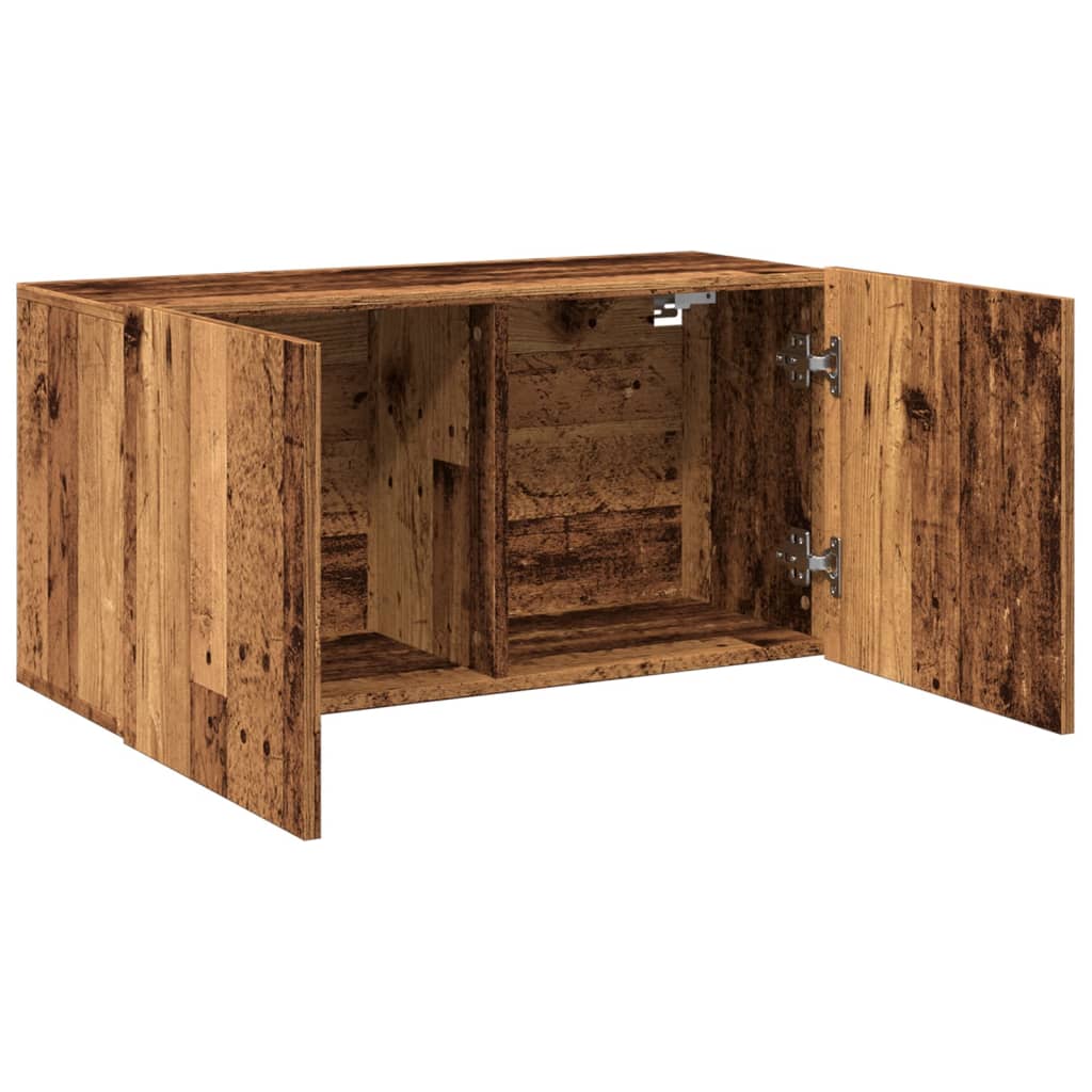 Mobile TV a Parete Legno Antico 80x30x41 cm