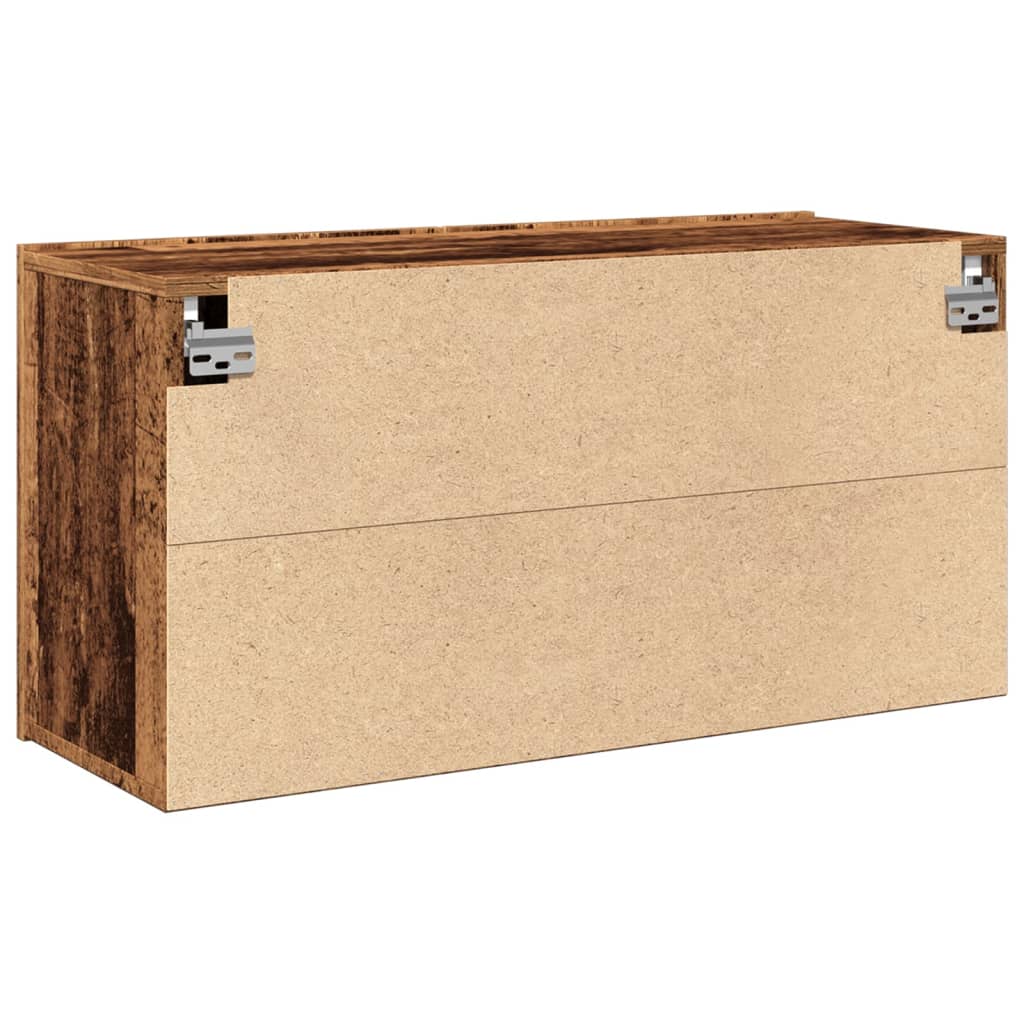 Mobile TV a Parete Legno Antico 80x30x41 cm