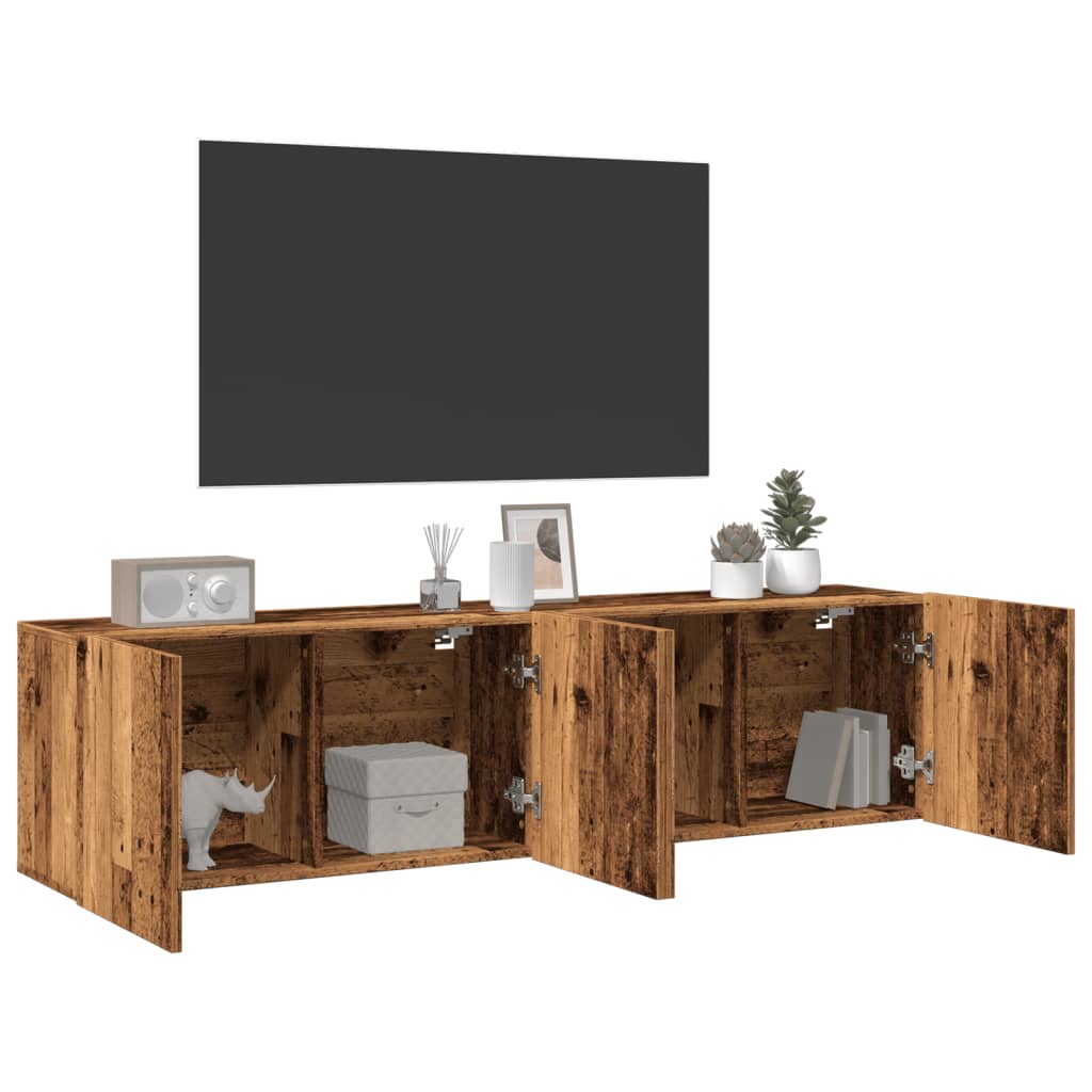 Mobili TV a Parete 2pz Legno Antico 80x30x41 cm