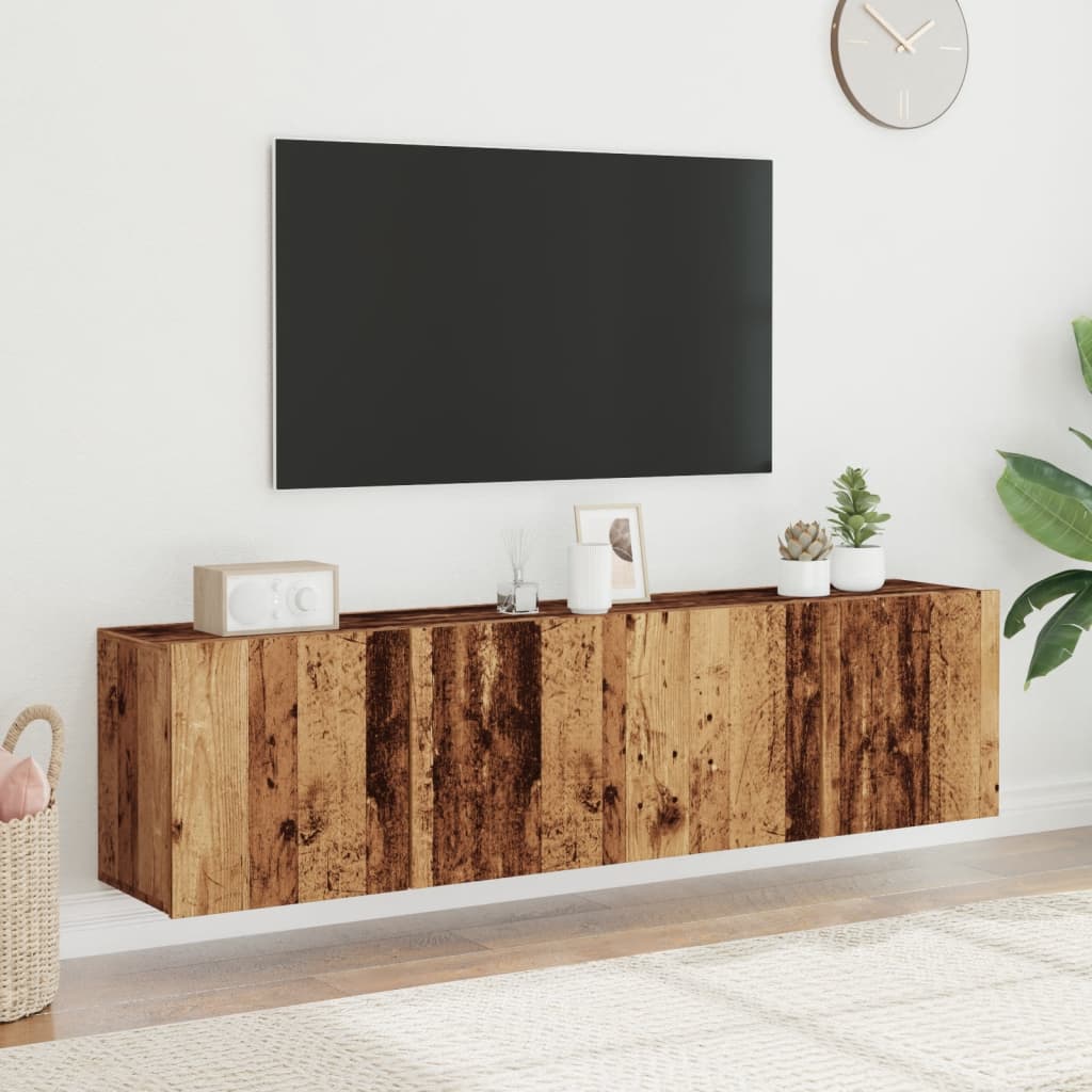 Mobili TV a Parete 2pz Legno Antico 80x30x41 cm