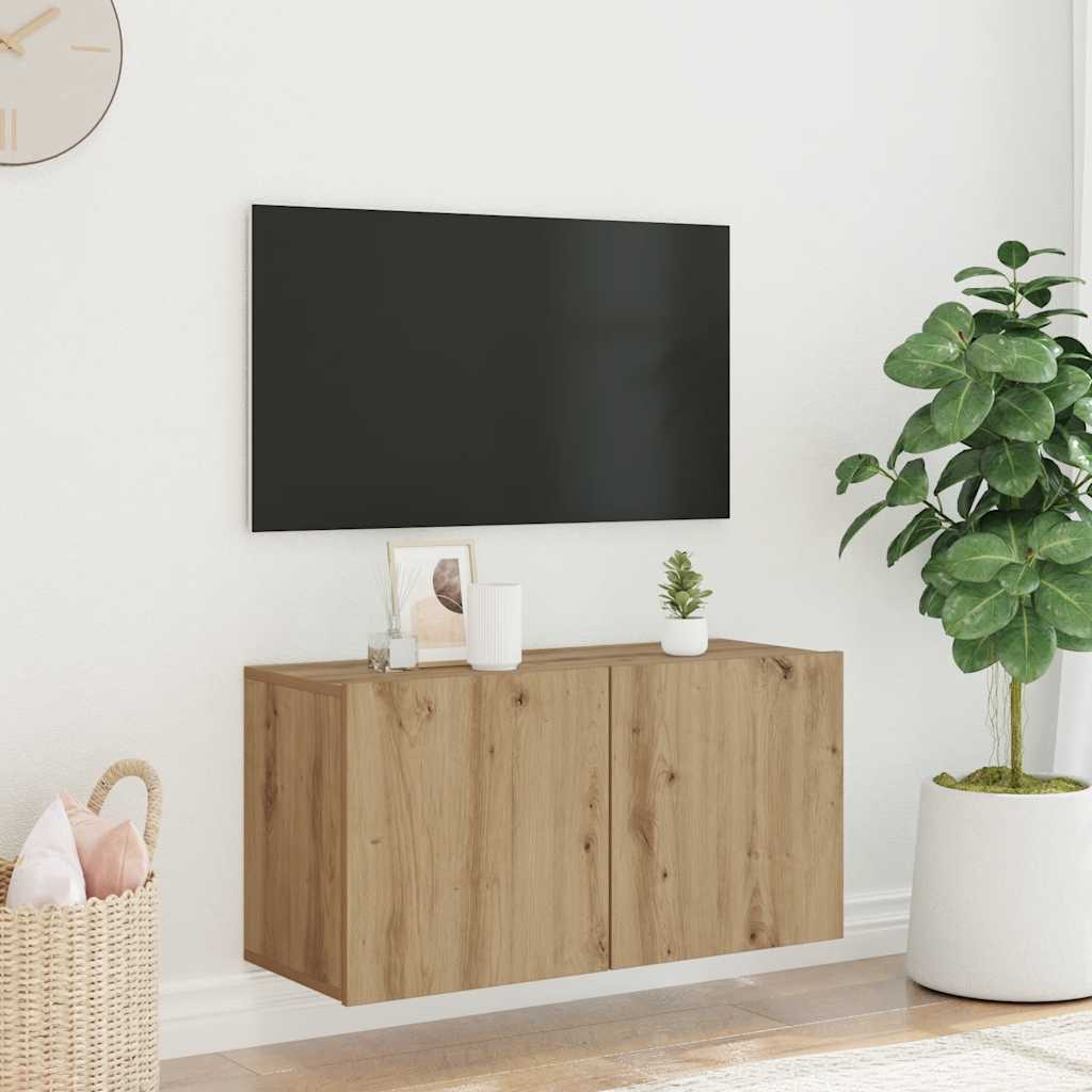 Mobile TV a Parete Rovere Artigianale 80x30x41 cm