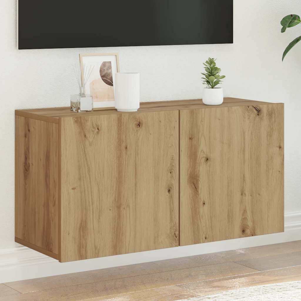 Mobile TV a Parete Rovere Artigianale 80x30x41 cm
