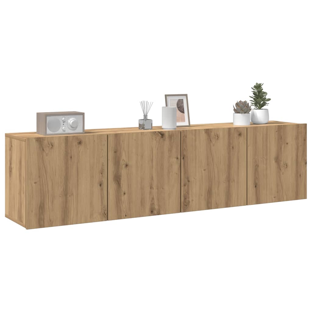 Mobili TV a Parete 2pz Rovere Artigianale 80x30x41 cm