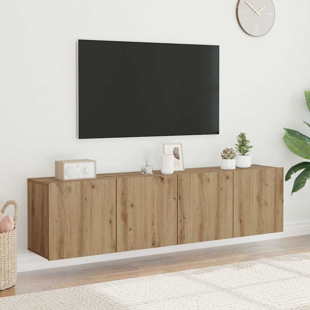 Mobili TV a Parete 2pz Rovere Artigianale 80x30x41 cm