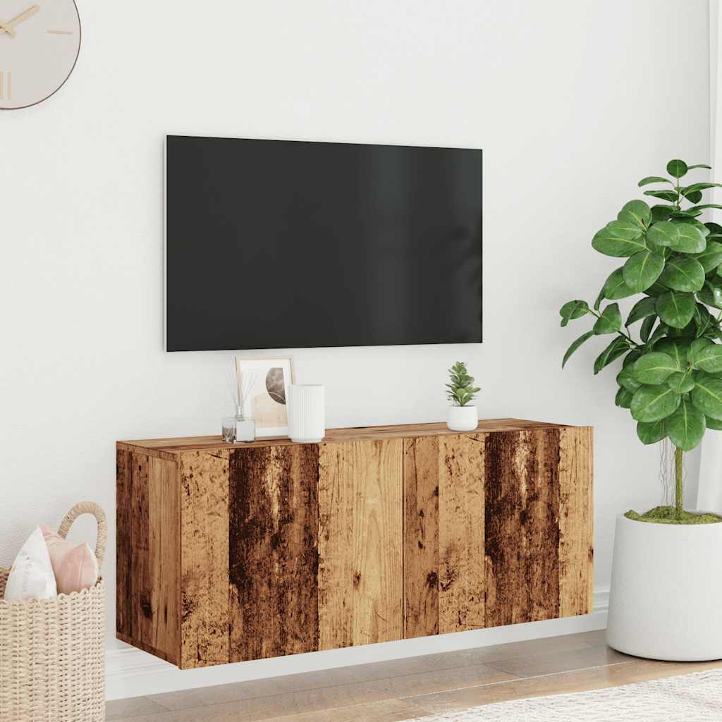 Mobile TV a Parete Legno Antico 100x30x41 cm