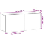 Mobile TV a Parete Legno Antico 100x30x41 cm