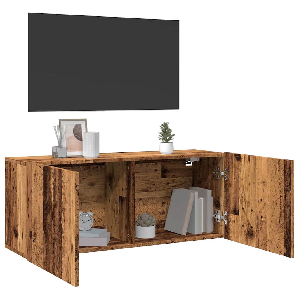Mobile TV a Parete Legno Antico 100x30x41 cm