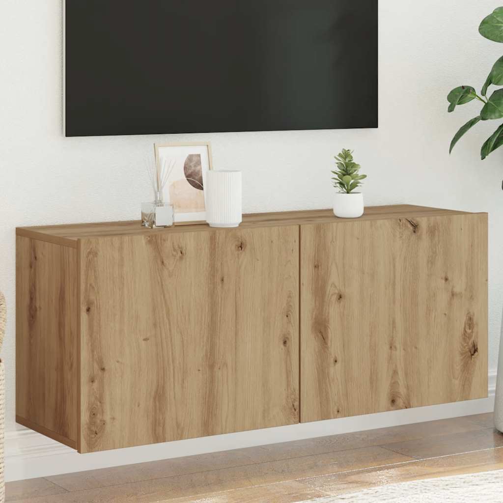 Mobile TV a Parete Rovere Artigianale 100x30x41 cm