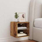 Mobile TV a Parete con Luci LED Legno Antico 30x28,5x30 cm