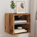 Mobile TV a Parete con Luci LED Legno Antico 30x28,5x30 cm