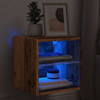 Mobile TV a Parete con Luci LED Legno Antico 30x28,5x30 cm