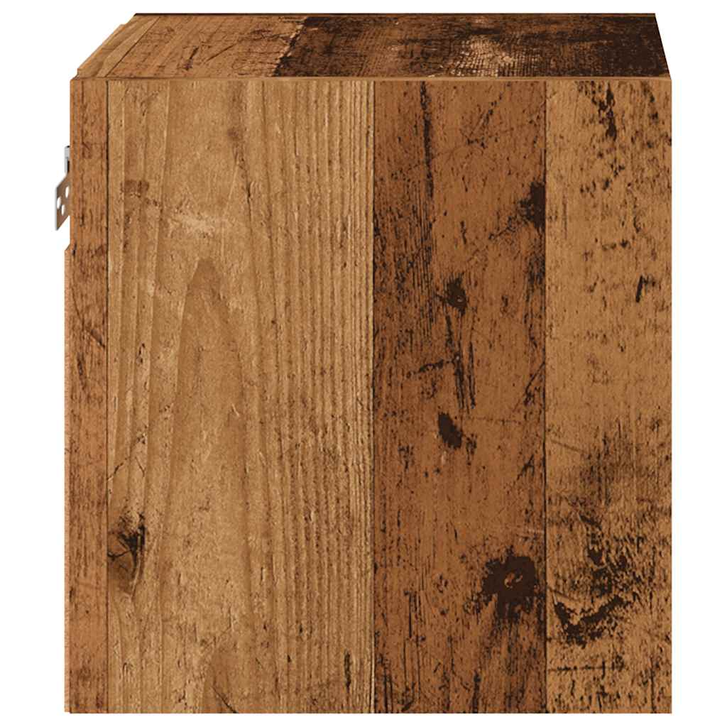 Mobile TV a Parete con Luci LED Legno Antico 30x28,5x30 cm