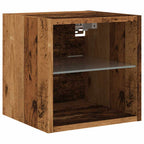 Mobili TV a Parete con Luci LED 2pz Legno Antico 30x28,5x30 cm