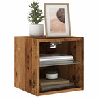 Mobili TV a Parete con Luci LED 2pz Legno Antico 30x28,5x30 cm