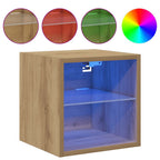 Mobile TV a Parete con Luci LED Rovere Artigianale 30x28,5x30cm