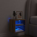 Mobile TV a Parete con Luci LED Rovere Artigianale 30x28,5x30cm