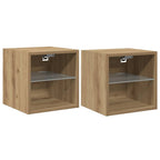 Mobili TV a Parete con Luci LED 2 pz Rovere Artigianale