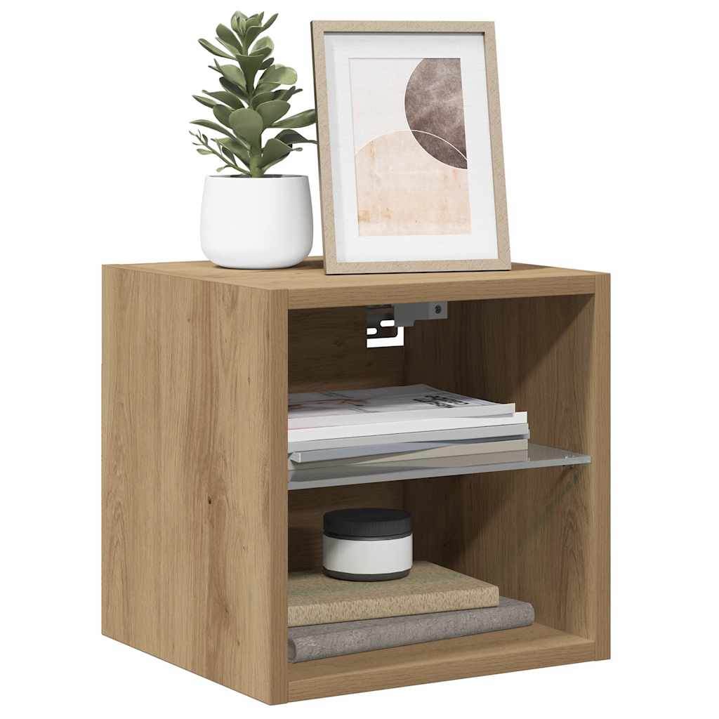Mobili TV a Parete con Luci LED 2 pz Rovere Artigianale
