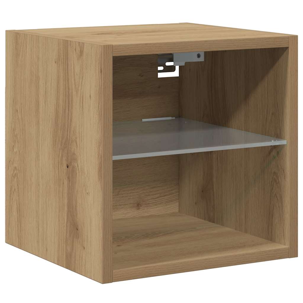 Mobili TV a Parete con Luci LED 2 pz Rovere Artigianale