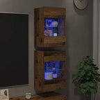 Mobili da parete con luci LED per TV 2pz Legno Vecchio 40x30x60,5 cm