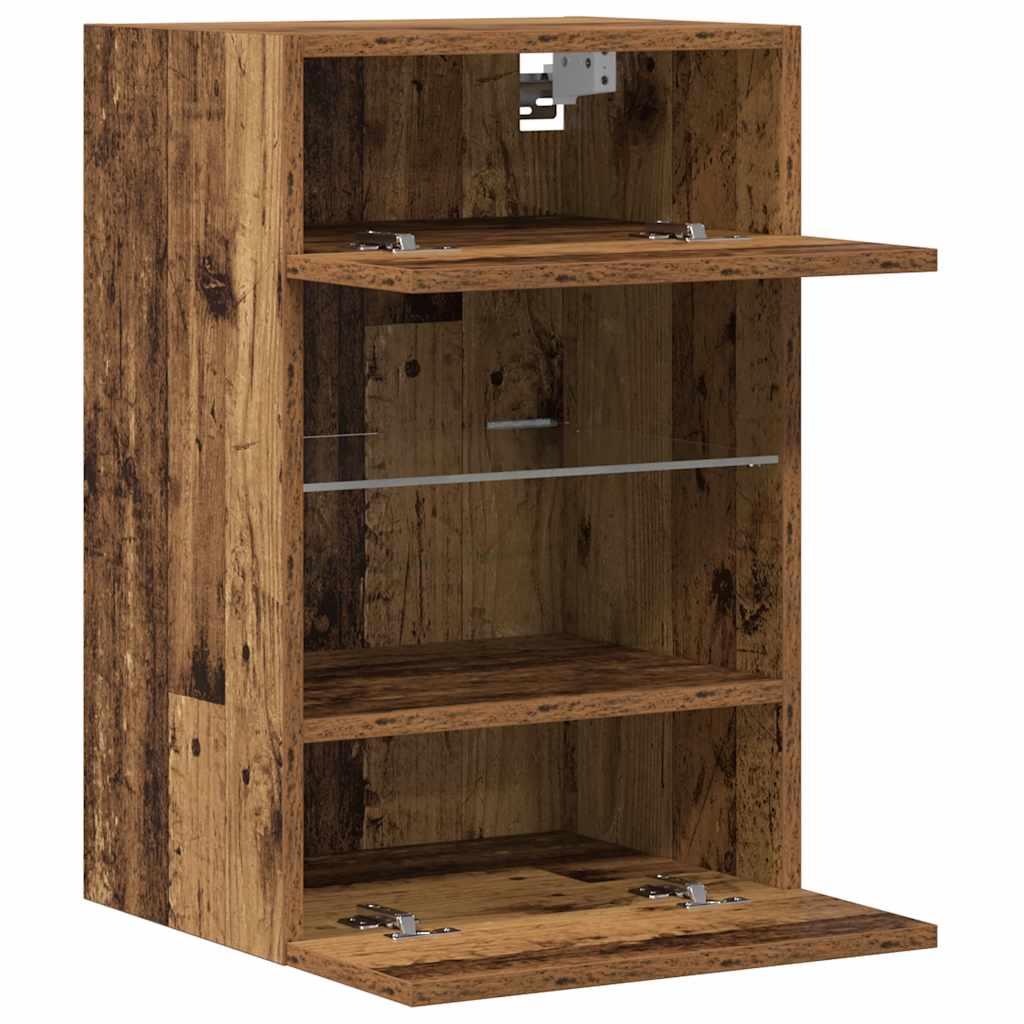 Mobili da parete con luci LED per TV 2pz Legno Vecchio 40x30x60,5 cm