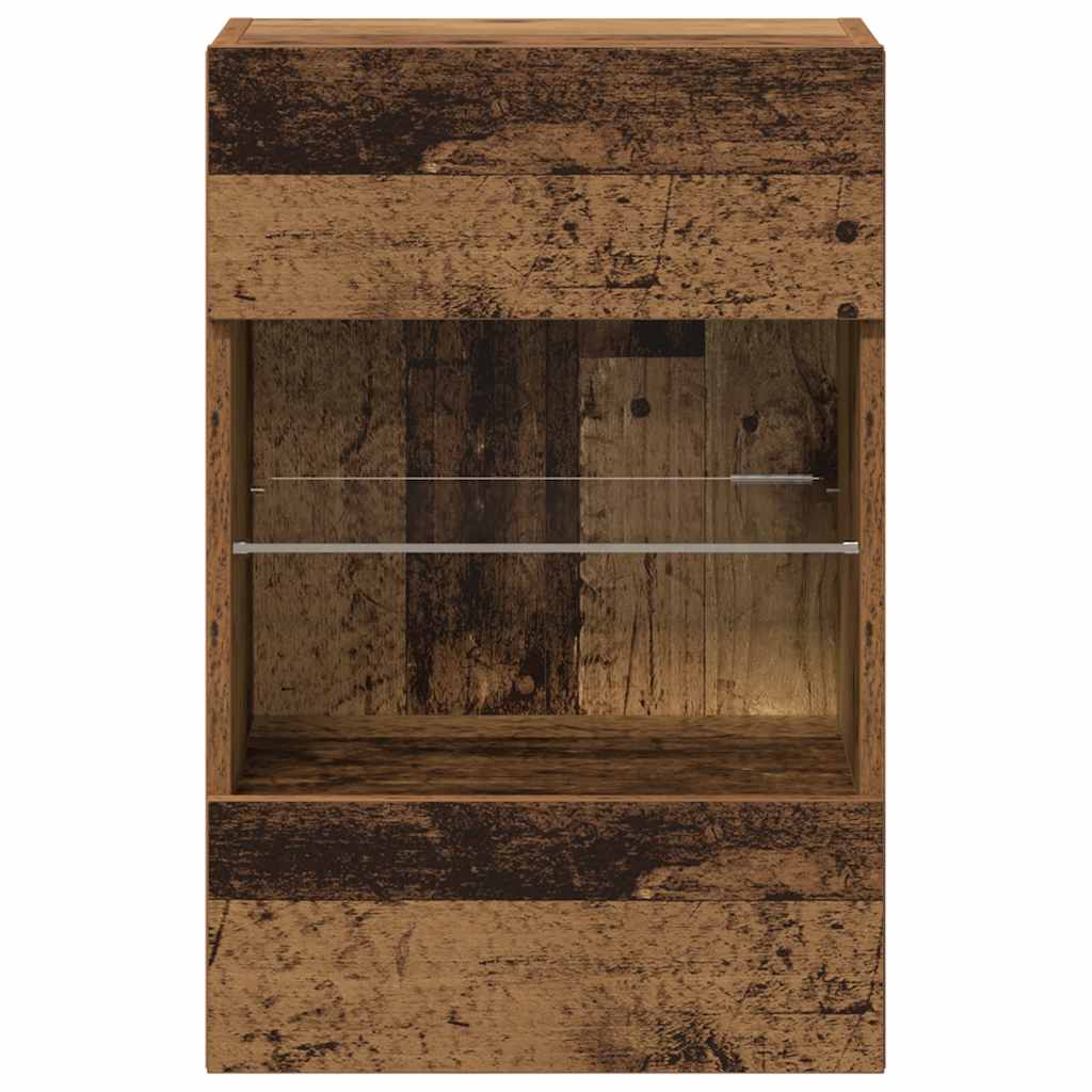 Mobili da parete con luci LED per TV 2pz Legno Vecchio 40x30x60,5 cm