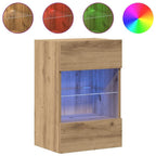 Mobili da parete con luci LED per TV 2pz Rovere Artigianale 40x30x60,5cm