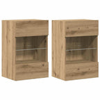 Mobili da parete con luci LED per TV 2pz Rovere Artigianale 40x30x60,5cm