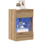 Mobili da parete con luci LED per TV 2pz Rovere Artigianale 40x30x60,5cm