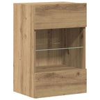 Mobili da parete con luci LED per TV 2pz Rovere Artigianale 40x30x60,5cm