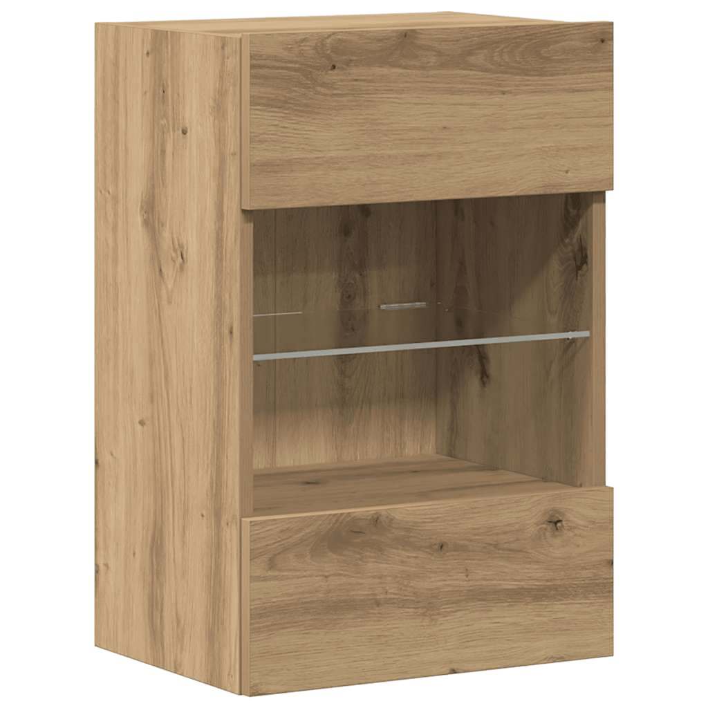 Mobili da parete con luci LED per TV 2pz Rovere Artigianale 40x30x60,5cm