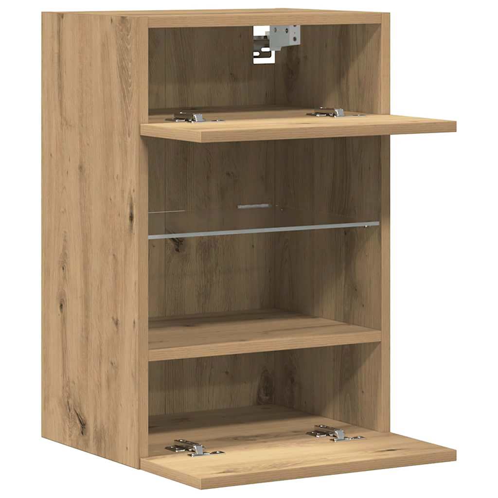 Mobili da parete con luci LED per TV 2pz Rovere Artigianale 40x30x60,5cm