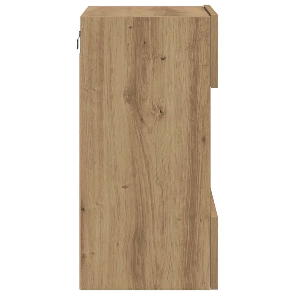Mobili da parete con luci LED per TV 2pz Rovere Artigianale 40x30x60,5cm