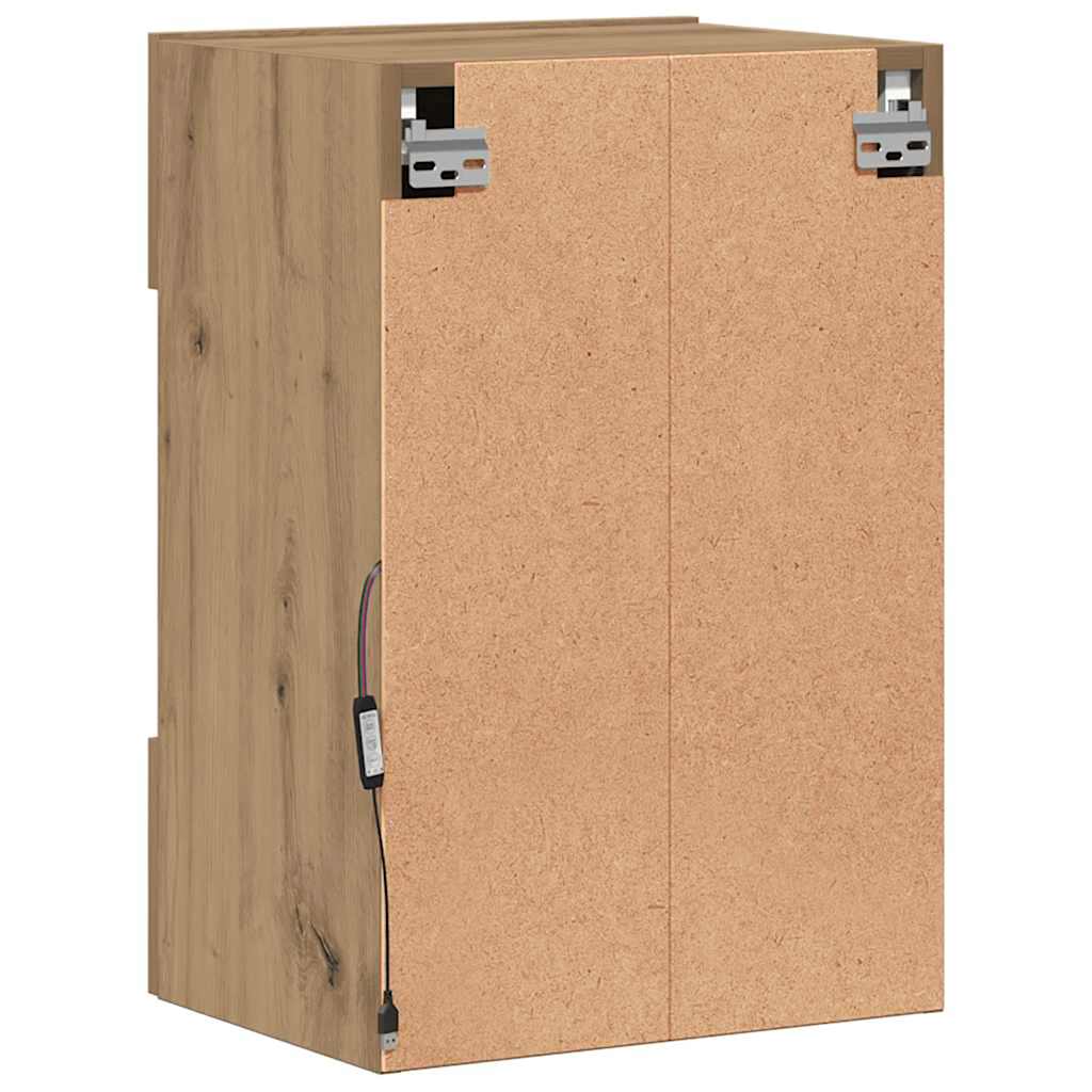 Mobili da parete con luci LED per TV 2pz Rovere Artigianale 40x30x60,5cm
