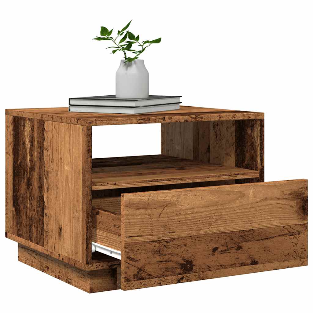 Tavolino da Salotto con Luci LED Legno Antico 50x49x40 cm
