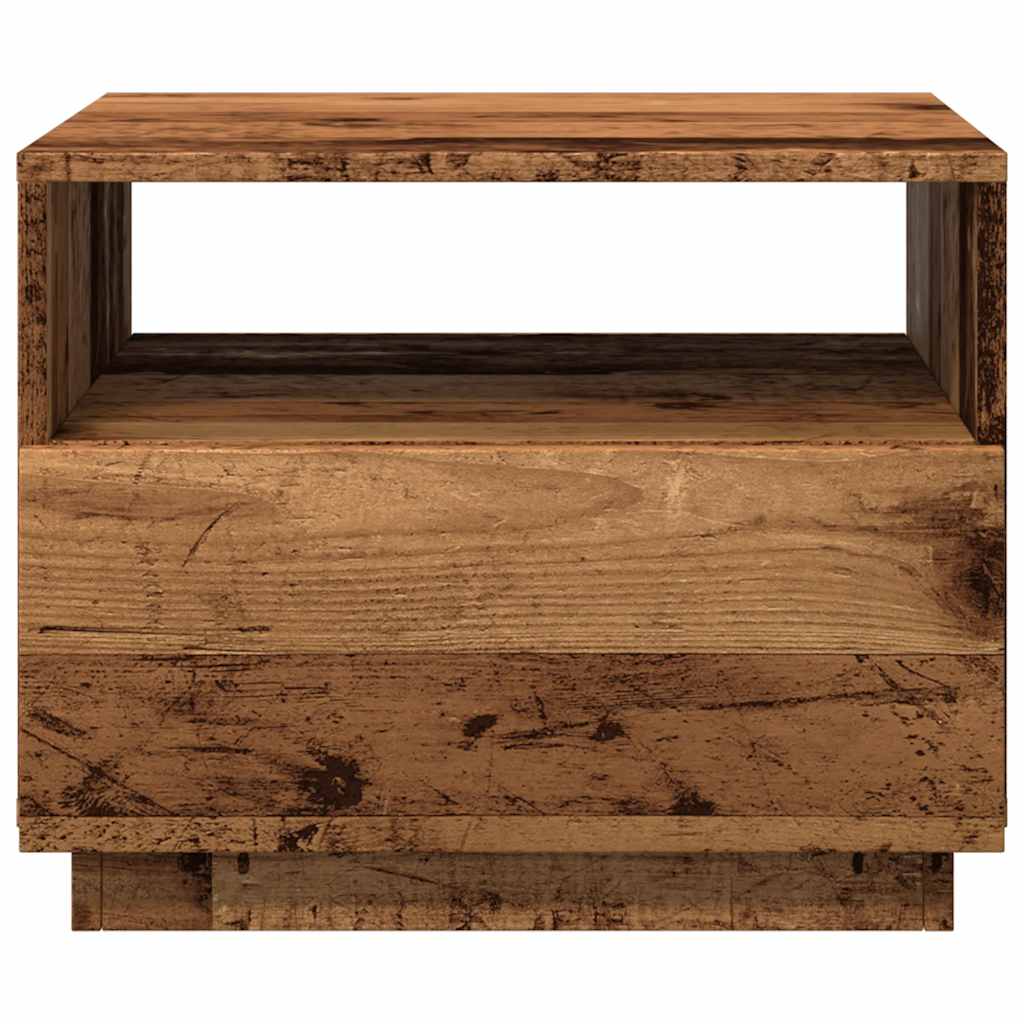 Tavolino da Salotto con Luci LED Legno Antico 50x49x40 cm
