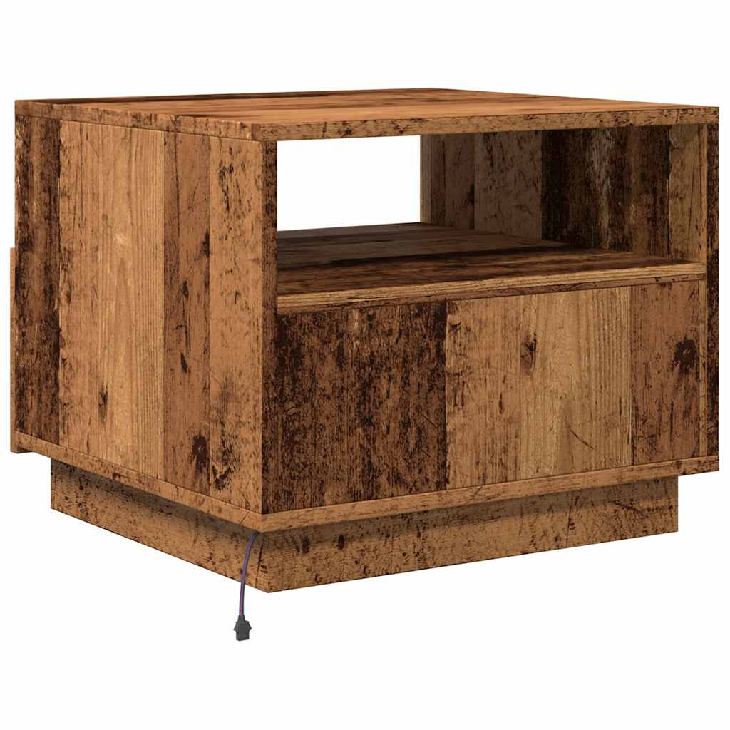 Tavolino da Salotto con Luci LED Legno Antico 50x49x40 cm