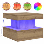 Tavolino da Salotto con Luci LED Rovere Artigianale 50x50x40 cm
