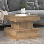 Tavolino da Salotto con Luci LED Rovere Artigianale 50x50x40 cm