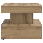 Tavolino da Salotto con Luci LED Rovere Artigianale 50x50x40 cm