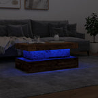 Tavolino da Salotto con Luci LED Legno Antico 90x50x40 cm