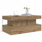 Tavolino da Salotto con Luci LED Rovere Artigianale 90x50x40 cm